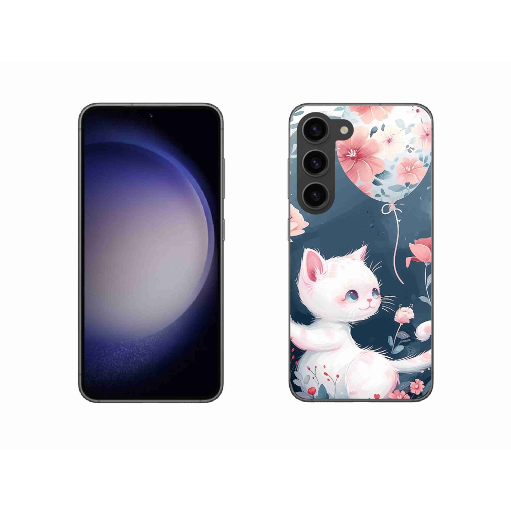 Gelový kryt mmCase na Samsung Galaxy S23 5G - kotě s balónkem