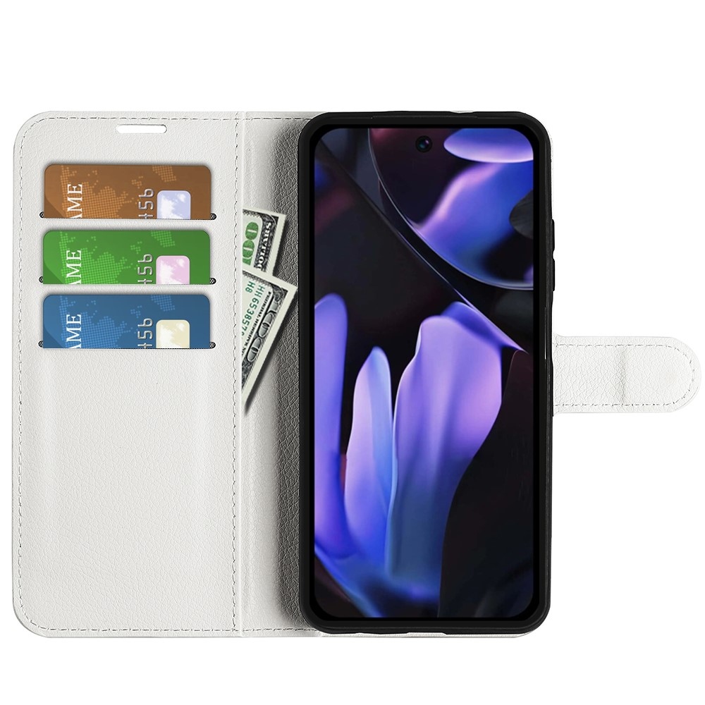 Litchi knížkové pouzdro na Google Pixel 9a - bílé