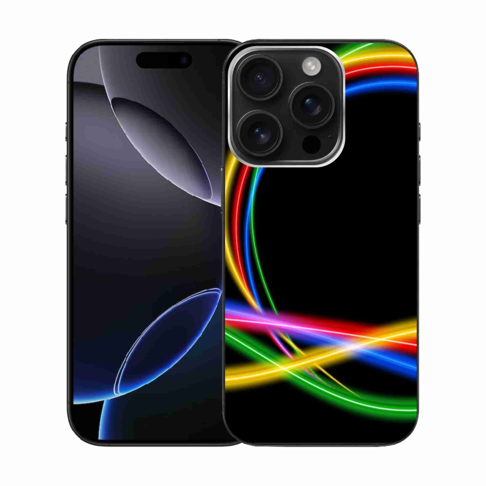 Gelový obal mmCase na iPhone 16 Pro - neonové kruhy