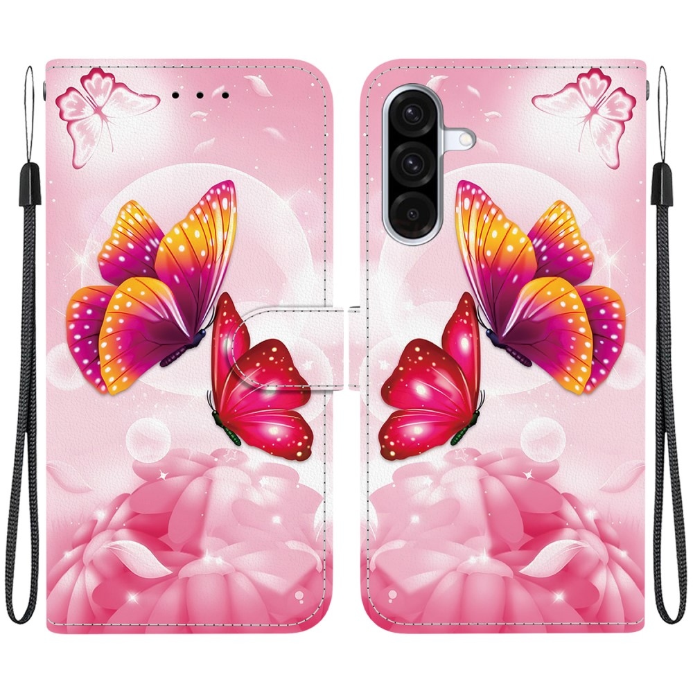 Versatile knížkové pouzdro na Samsung Galaxy A36 5G/A56 5G - růžoví motýli