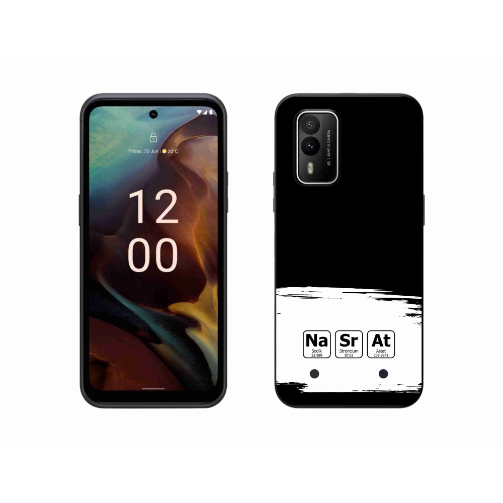 Gelový kryt mmCase na Nokia XR21 - chemické prvky bíločerné pozadí