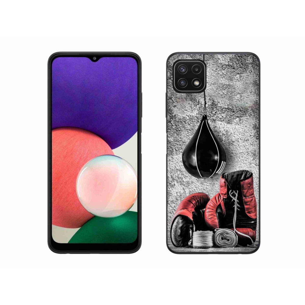 Gelový kryt mmCase na Samsung Galaxy A22 5G - boxovací pytel a rukavice