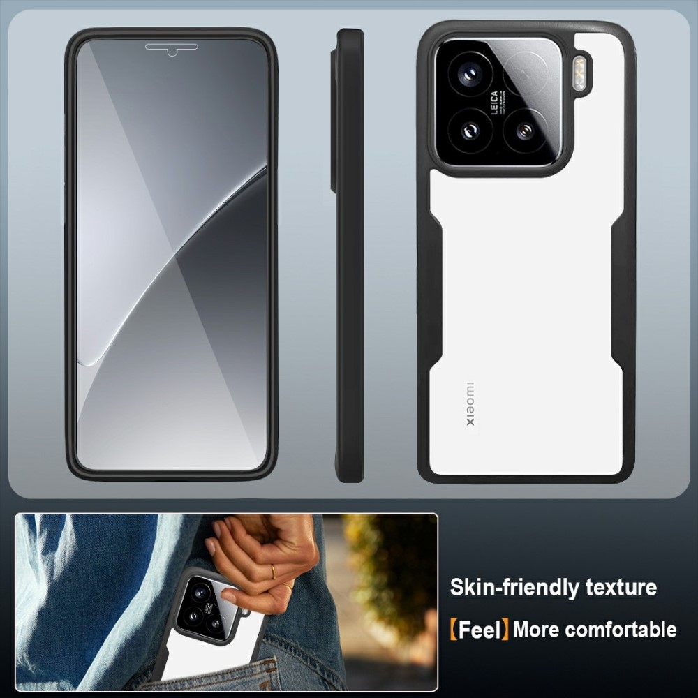 Acryl gelový obal s rámečkem pro ochranou displeje na Xiaomi 15 - černý