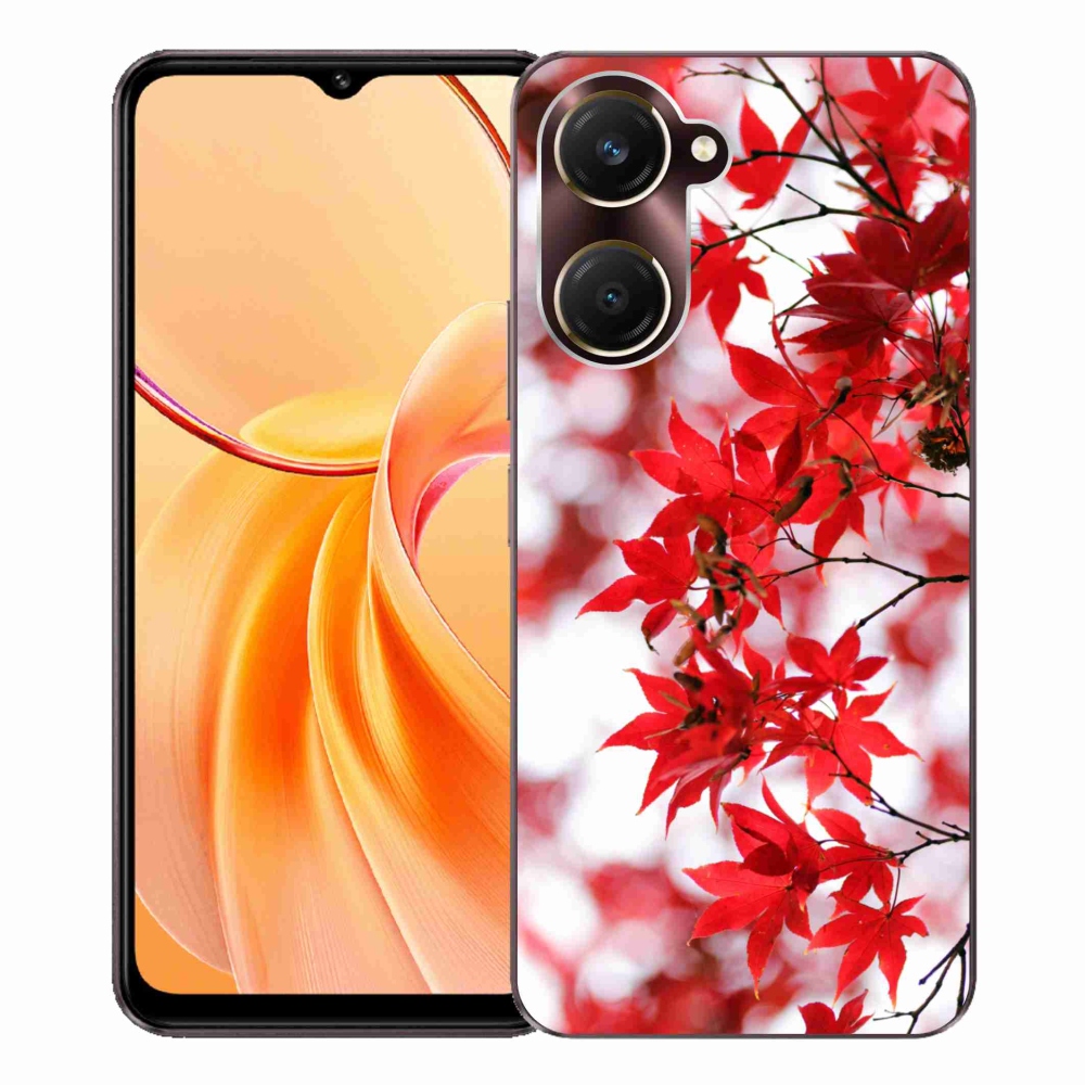 Gelový kryt mmCase na Vivo Y28s 5G - červené listy