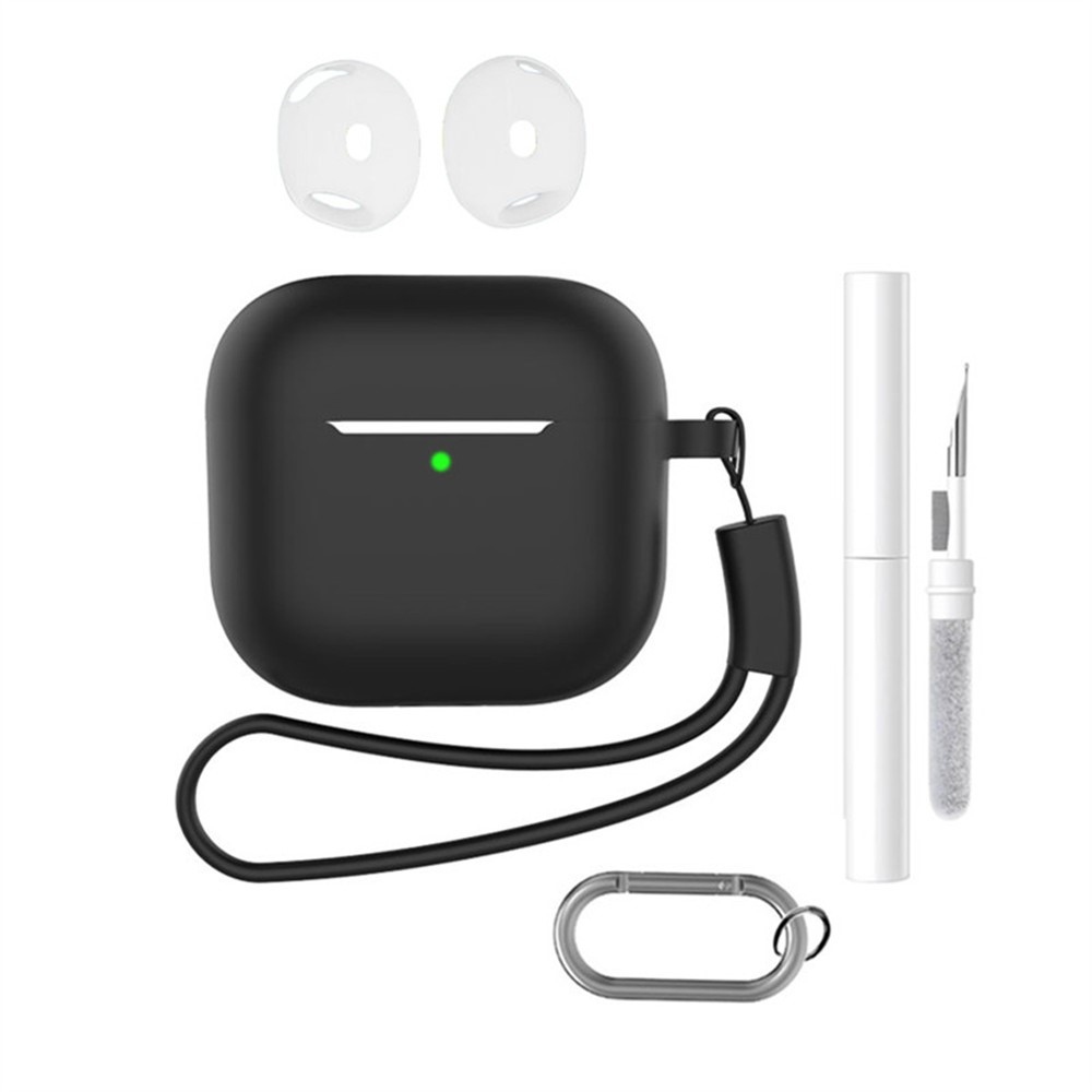 Set silikonový obal na Apple AirPods 4 s čistící sadou - černý