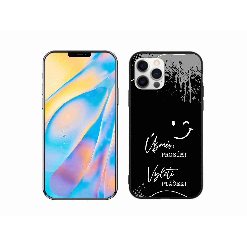 Gelový kryt mmCase na iPhone 12 - vtipný text 4 černé pozadí