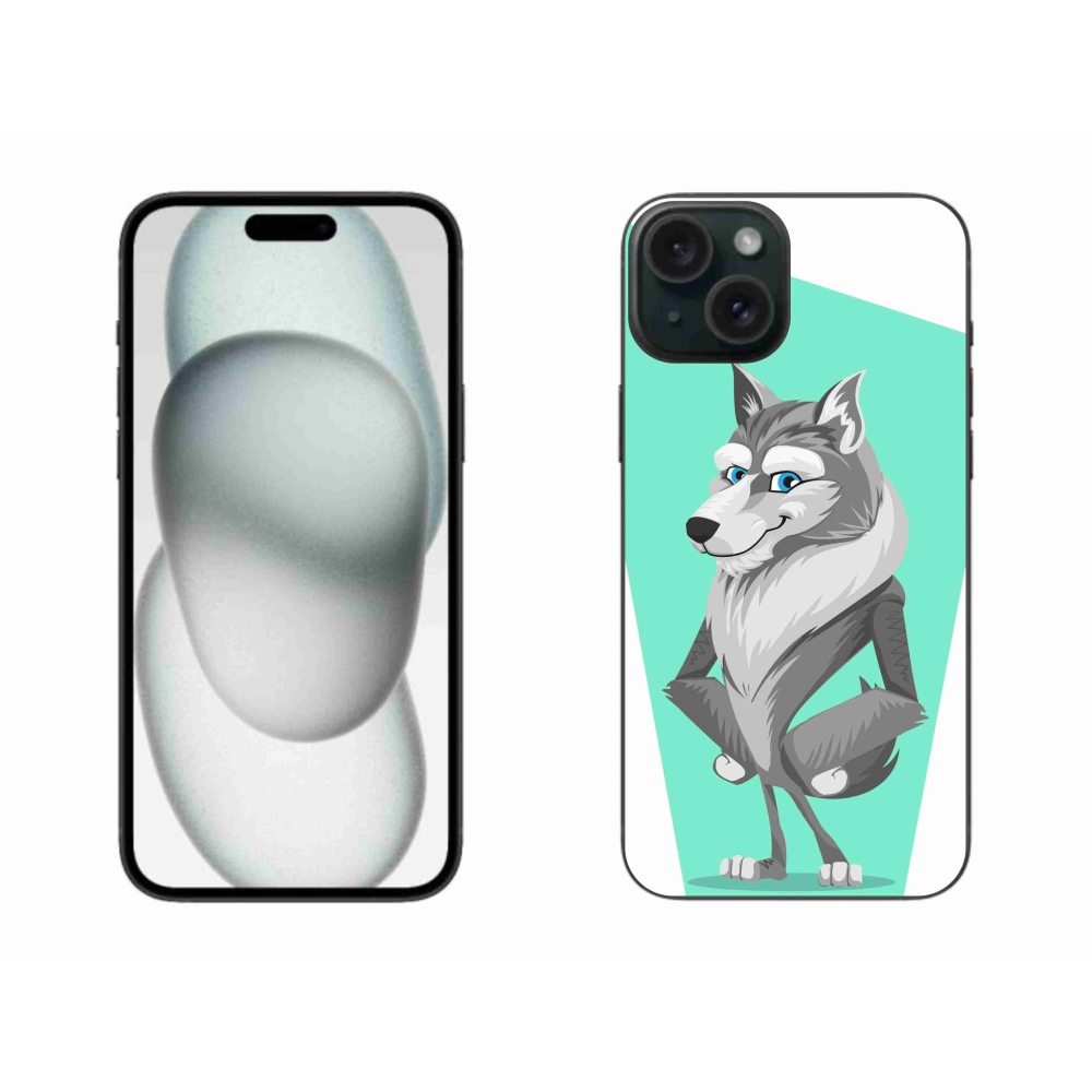Gelový kryt mmCase na iPhone 15 Plus - kreslený vlk