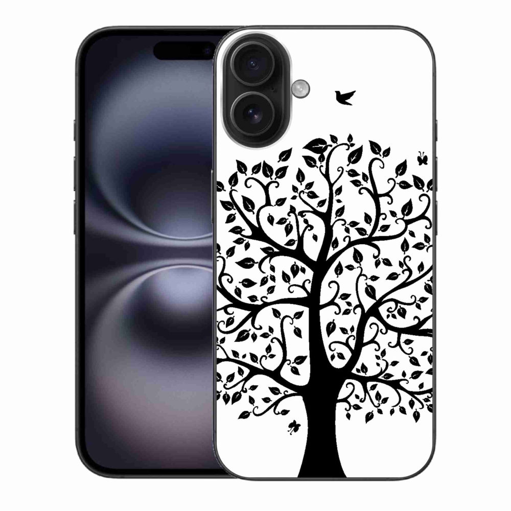 Gelový kryt mmCase na iPhone 16 Plus - černobílý strom