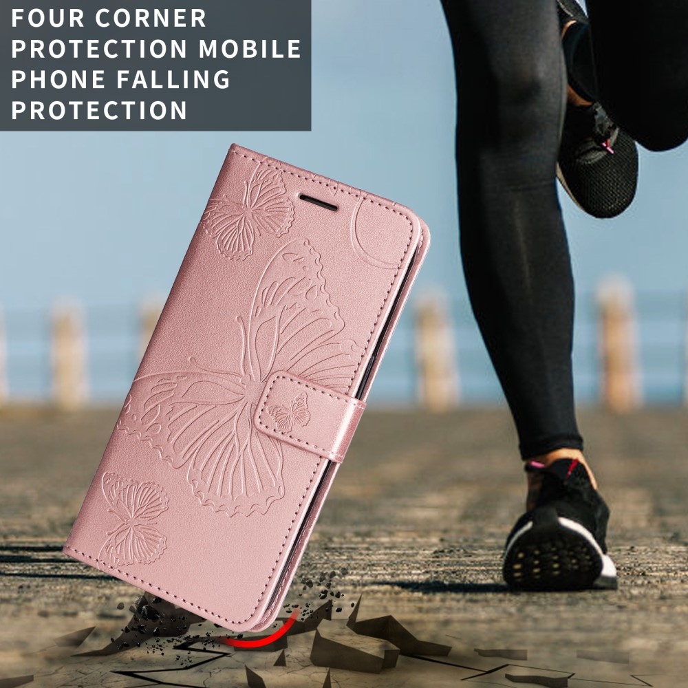 Big Butterfly knížkové pouzdro na Xiaomi Redmi A5 (171.7x77.8x8.3mm) - růžovozlaté