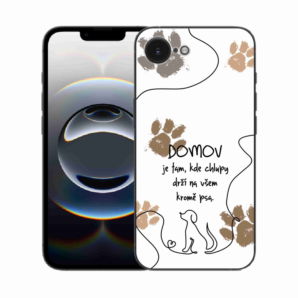 Gelový kryt mmCase na iPhone 16e - psí motiv bílé pozadí