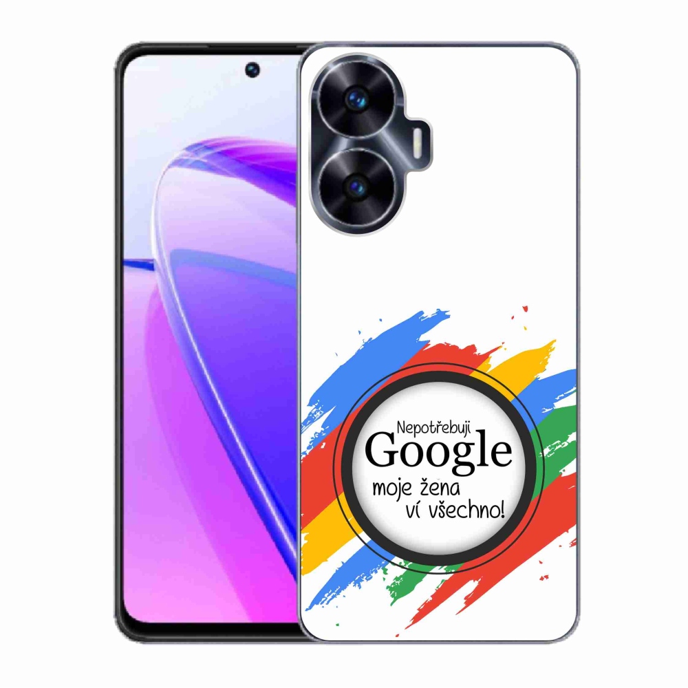 Gelový kryt mmCase na Realme C55 - žena ví všechno bílé pozadí