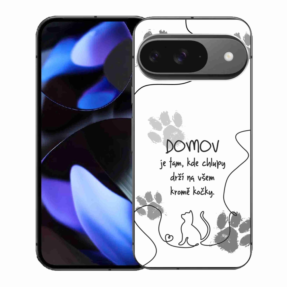 Gelový kryt mmCase na Google Pixel 9/9 Pro - kočičí motiv bílé pozadí