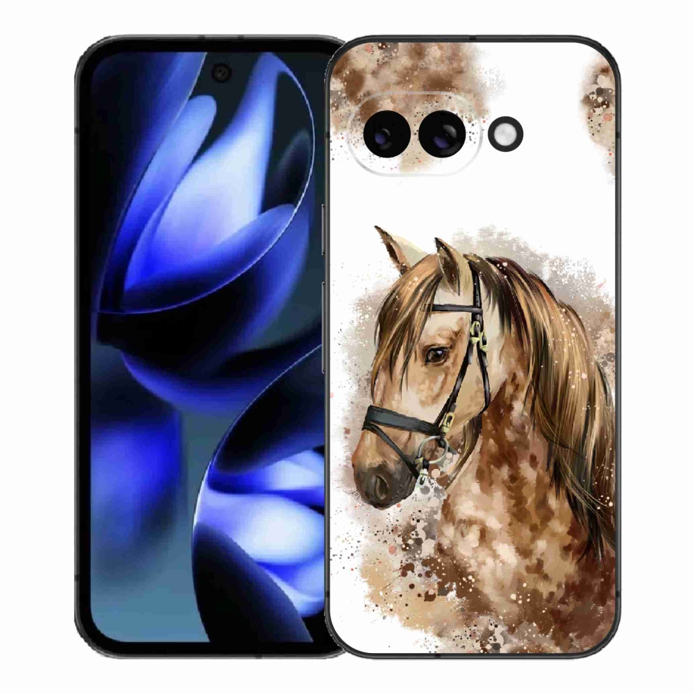 Gelový kryt mmCase na Google Pixel 9a - hnědý kreslený kůň