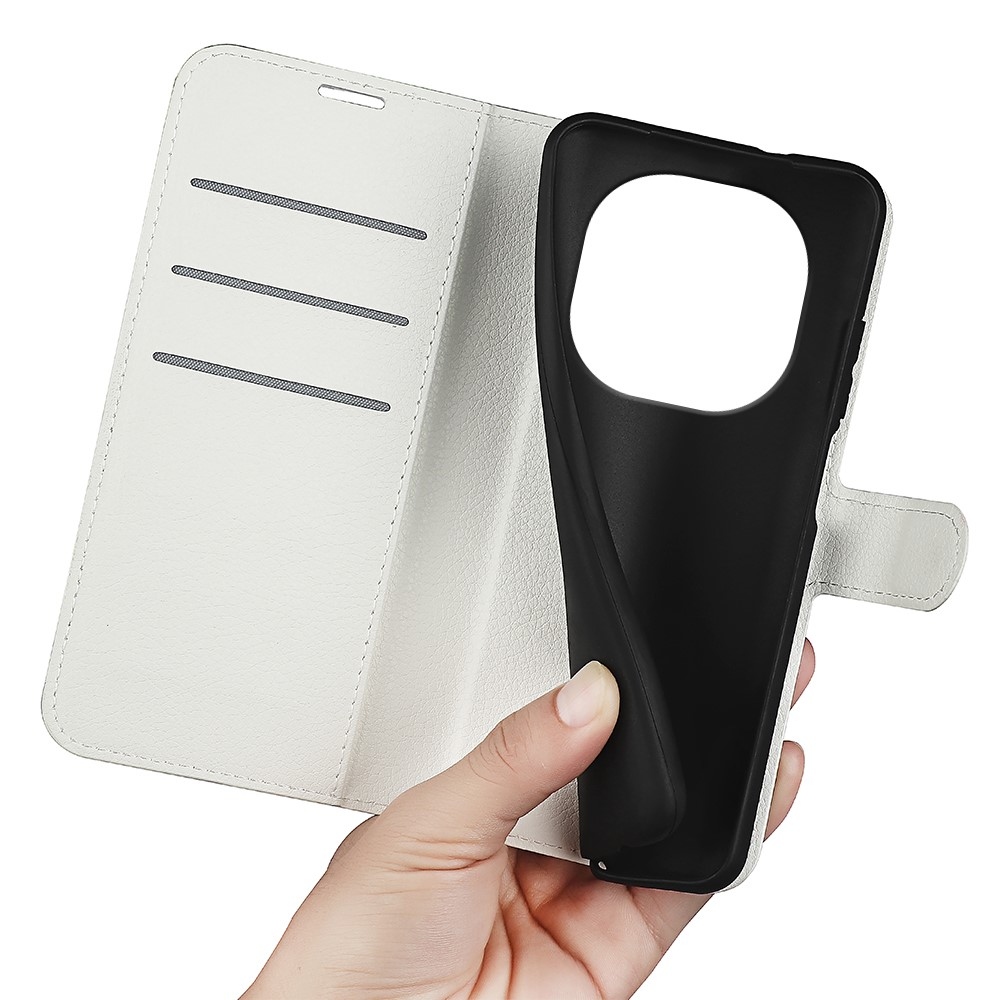 Litchi knížkové pouzdro na Xiaomi Redmi Note 14 Pro 5G/Poco X7 5G - bílé