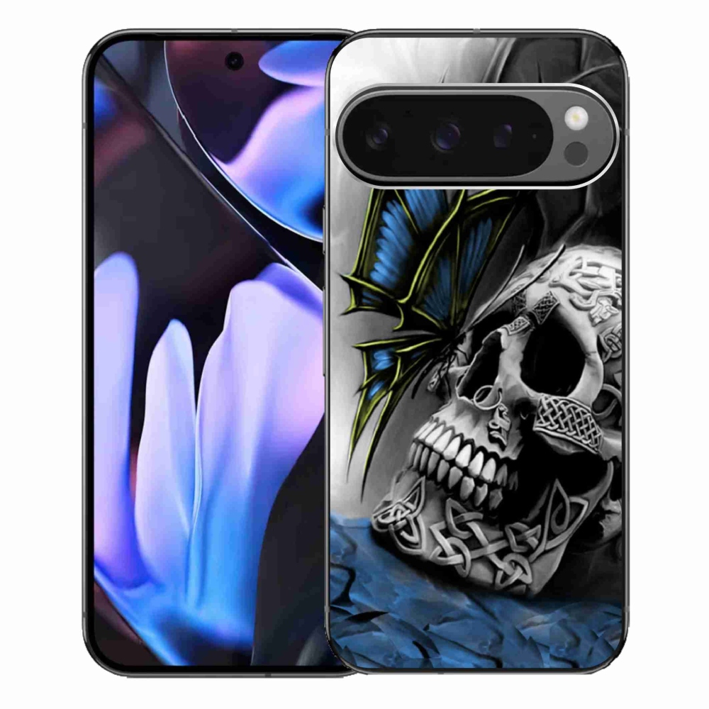 Gelový kryt mmCase na Google Pixel 9 Pro XL - motýl a lebka