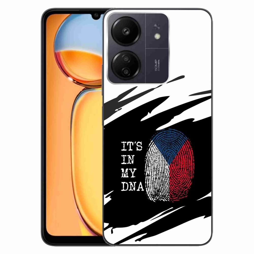Gelový kryt mmCase na Xiaomi Poco C65/Redmi 13C - vlajka otisk prstu černobílé pozadí