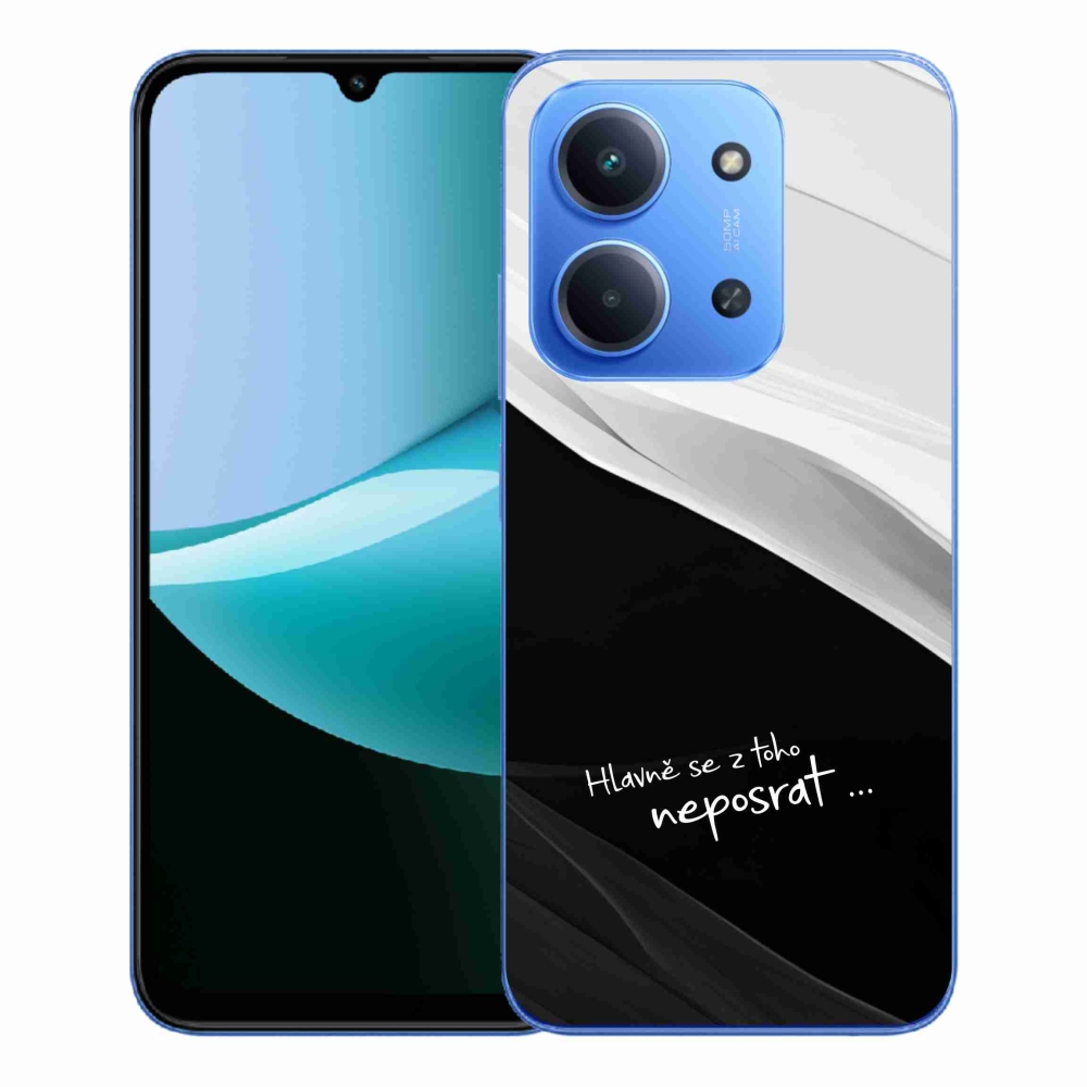 Gelový kryt mmCase na Xiaomi Redmi 15C 4G/5G (173mm) - vtipný text 13 černobílé pozadí