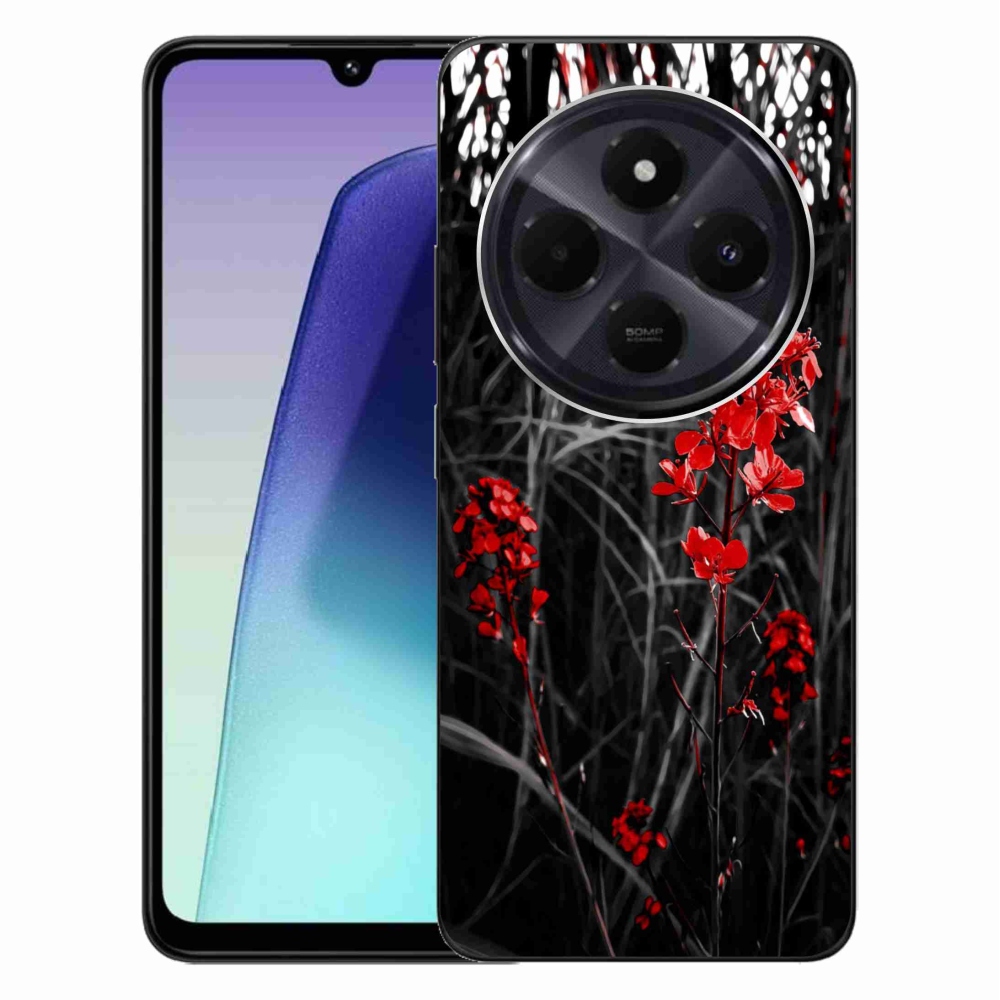 Gelový kryt mmCase na Xiaomi Redmi 14C/Poco C75 - červená rostlina