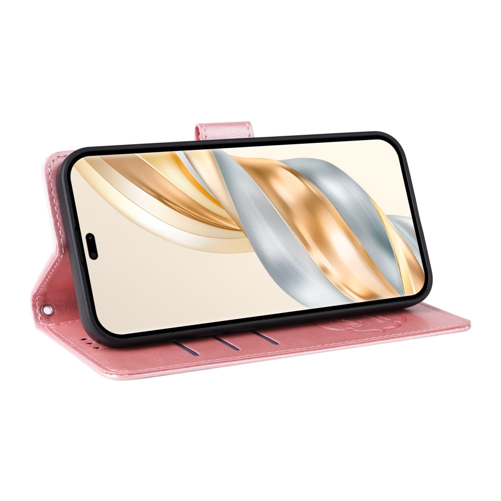 Flowery knížkové pouzdro na Honor Magic 7 Lite 5G - růžové