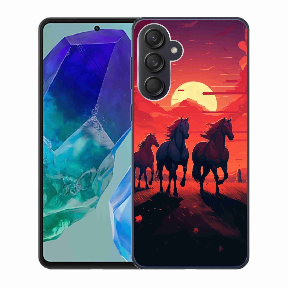 Gelový kryt mmCase na Samsung Galaxy M55 5G - koně a západ slunce