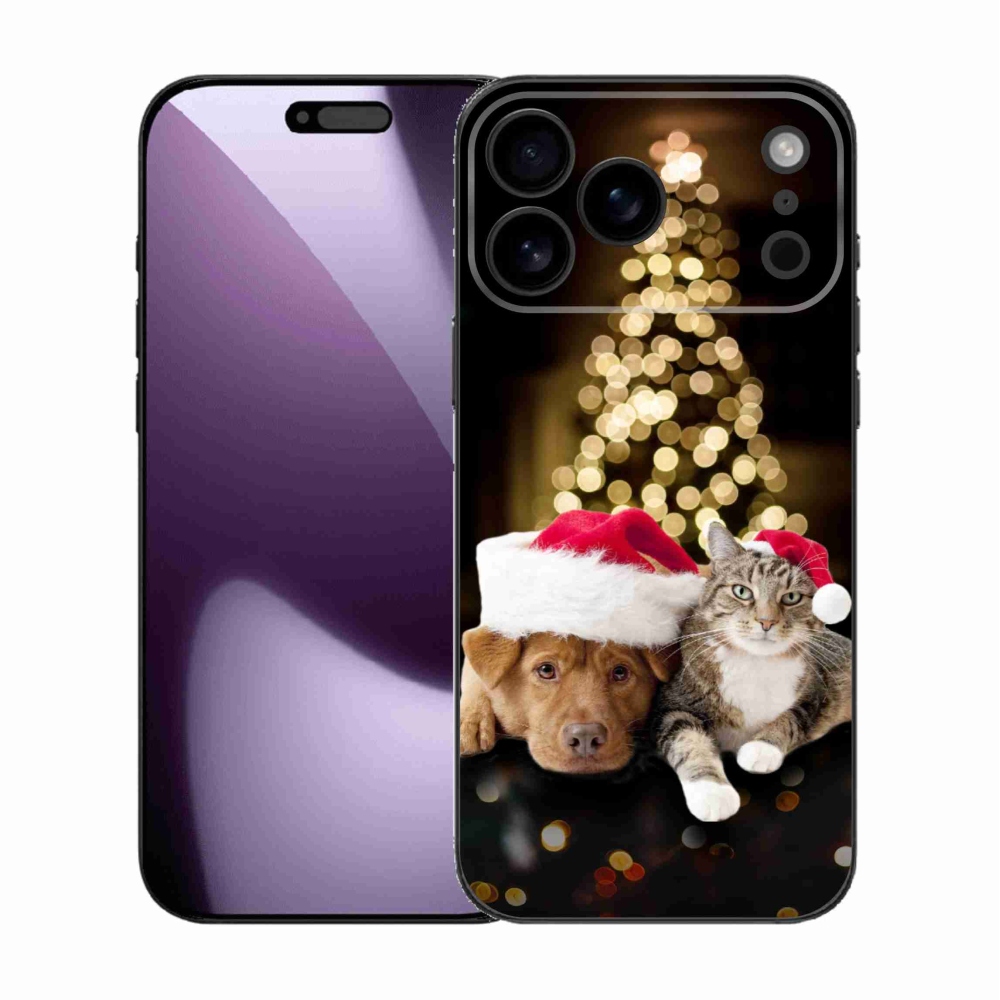 Gelový kryt mmCase na iPhone 17 Pro Max - vánoční pes a kočka