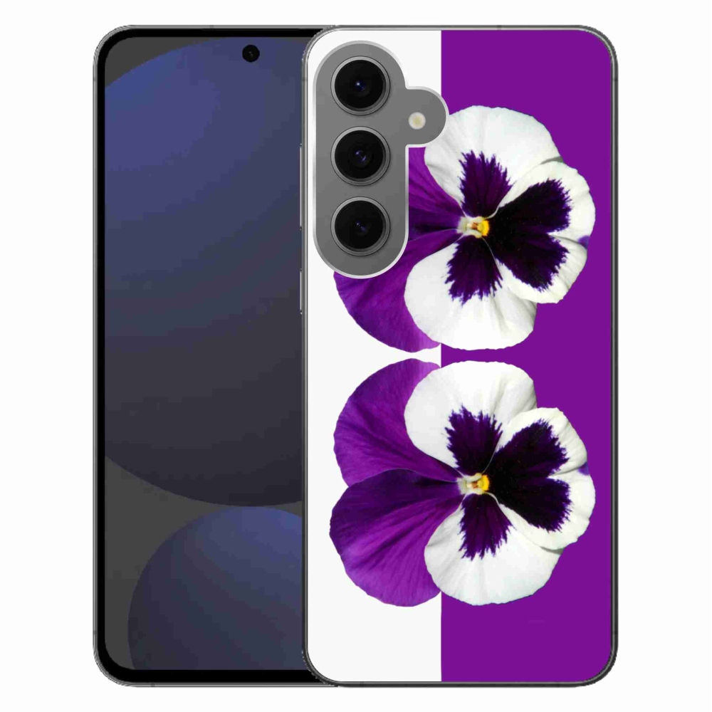 Gelový kryt mmCase na Samsung Galaxy S24 FE - fialovobílý květ