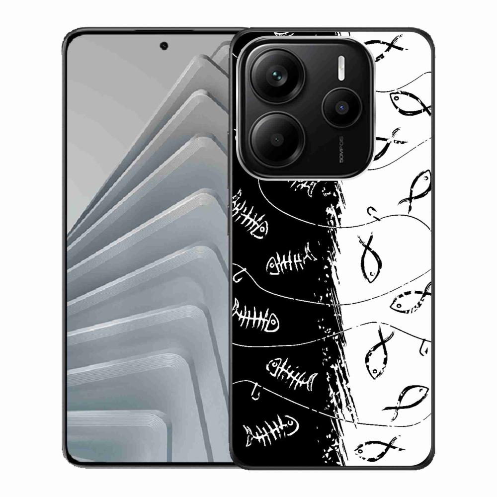 Gelový kryt mmCase na Xiaomi Redmi Note 14 5G - kostry a rybky