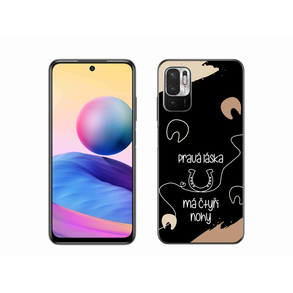 Gelový kryt mmCase na Xiaomi Redmi Note 10 5G - koňský motiv černé pozadí