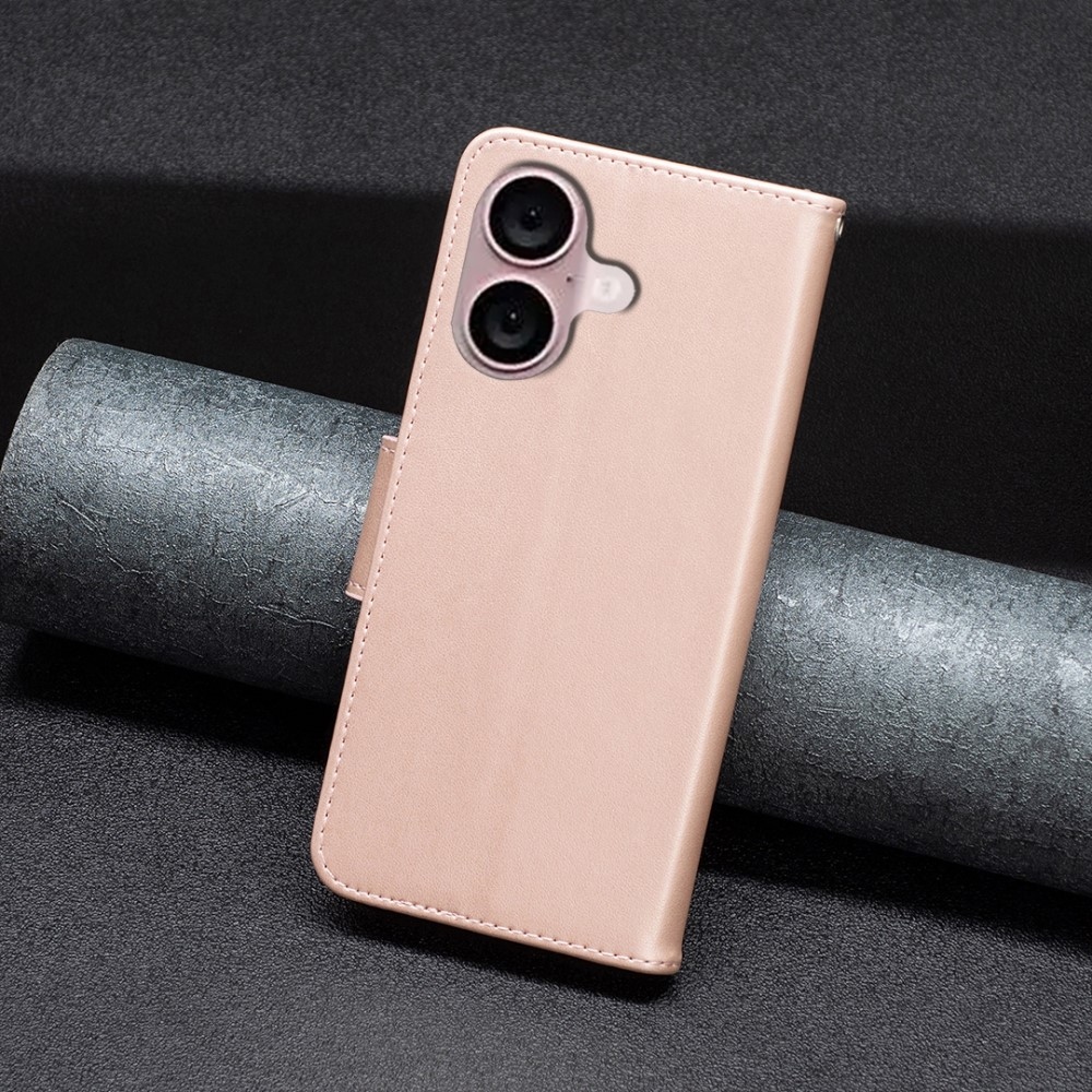 Butterfly knížkové pouzdro na iPhone 16 - růžovozlaté