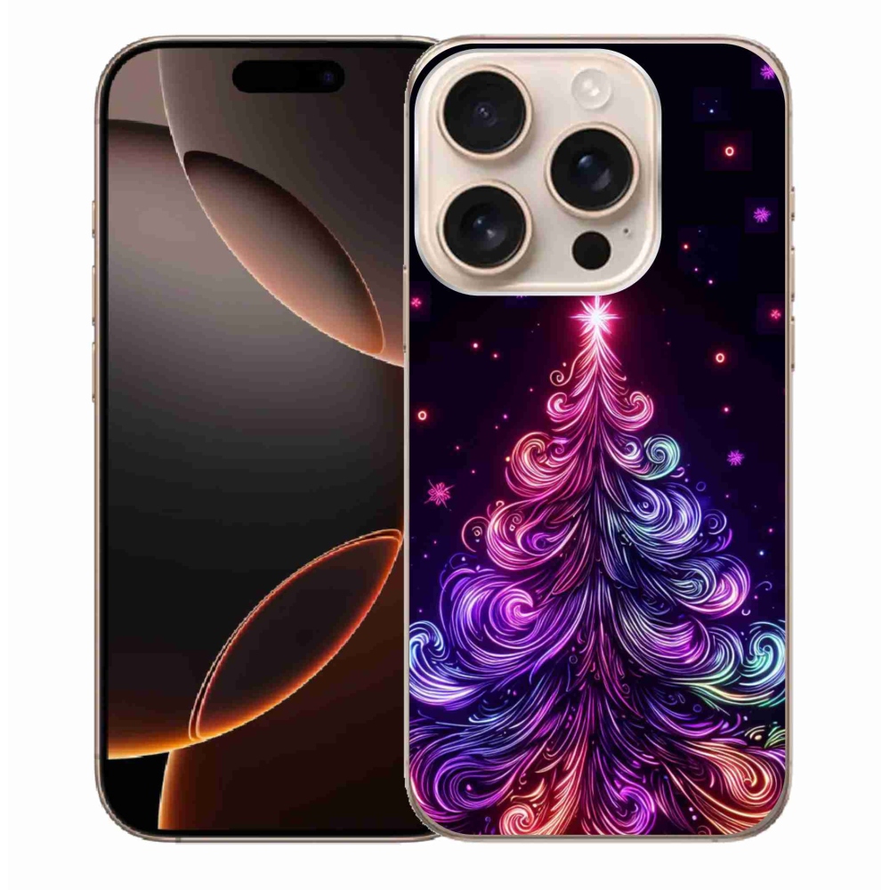 Gelový kryt mmCase na iPhone 16 Pro Max - neonový vánoční stromek 1