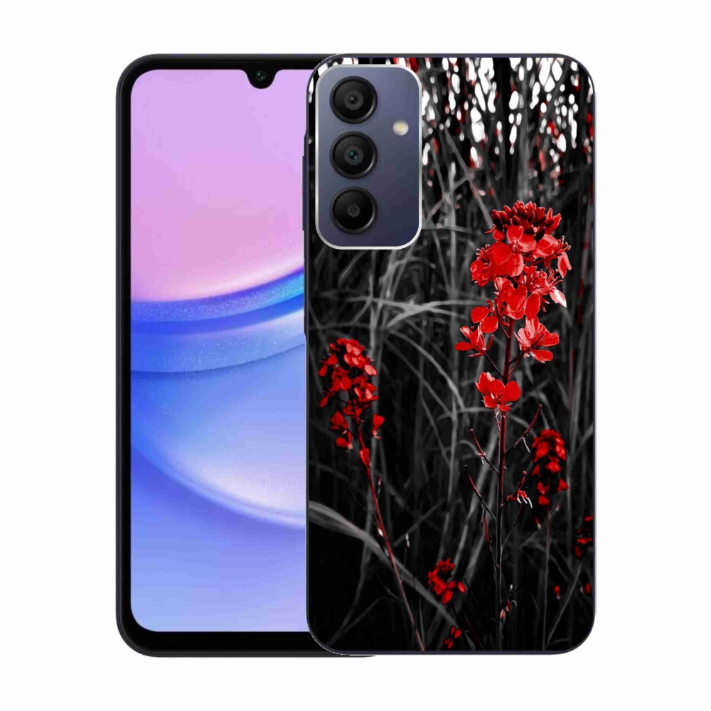 Gelový kryt mmCase na Samsung Galaxy A15 4G/5G - červená rostlina