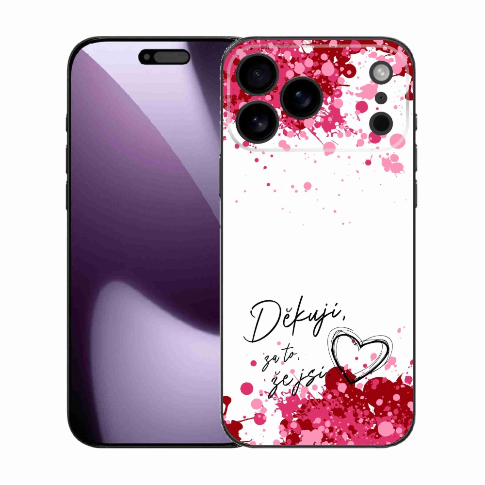 Gelový kryt mmCase na iPhone 17 Pro Max - zamilovaný text 2 bílé pozadí