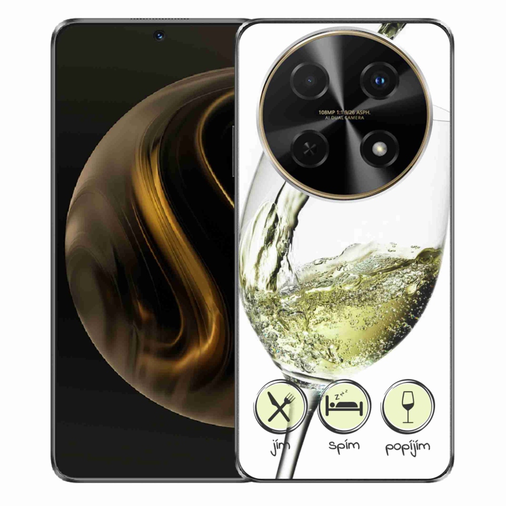 Gelový obal mmCase na Huawei Nova 12i - sklenička vína bílé