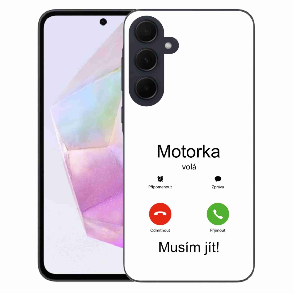 Gelový kryt mmCase na Samsung Galaxy A35 5G - motorka volá bílé pozadí