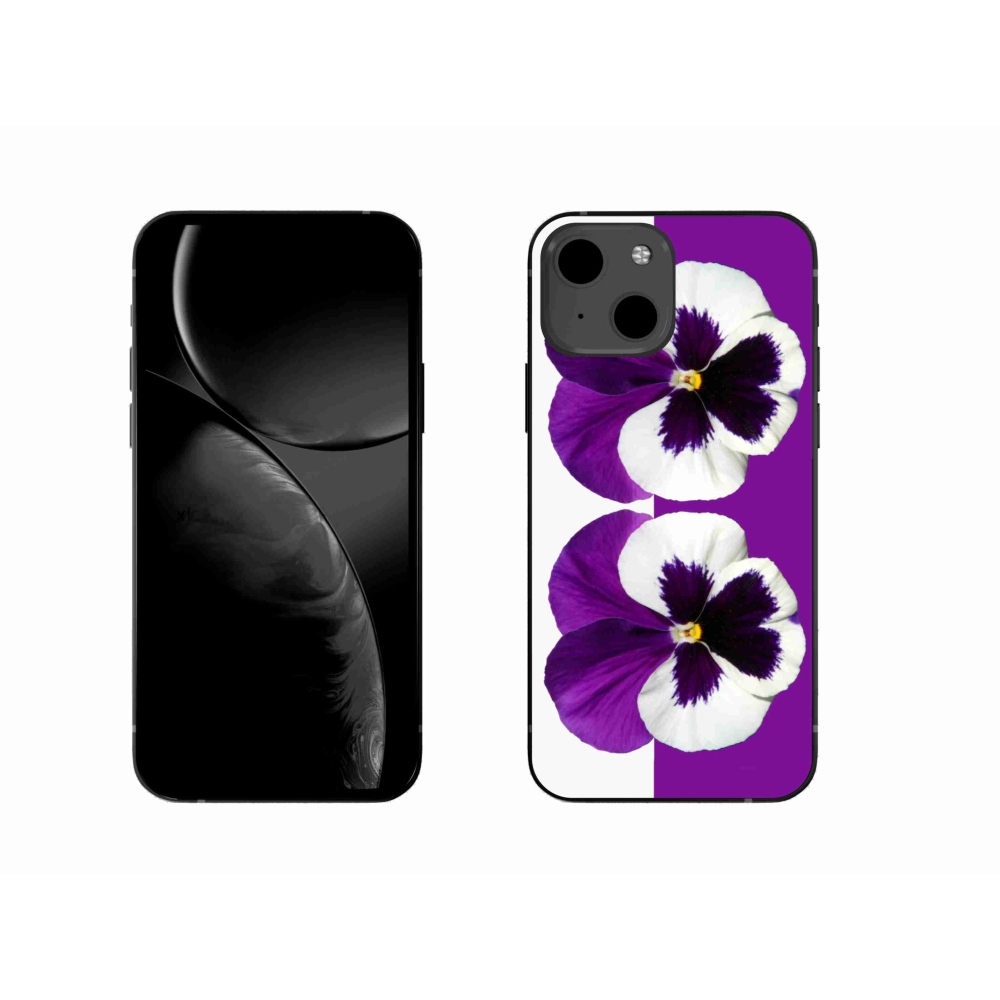 Gelový kryt mmCase na iPhone 13 6.1 - fialovobílý květ