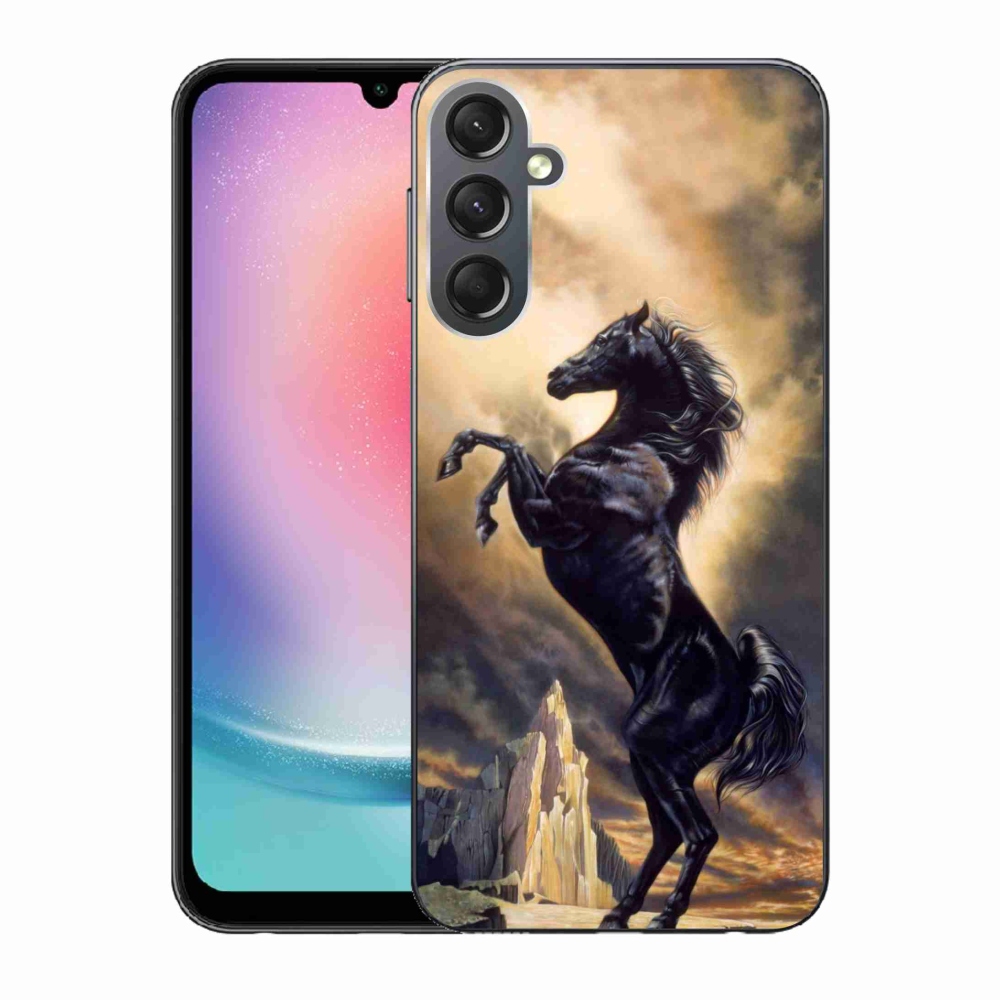 Gelový kryt mmCase na Samsung Galaxy A24 - černý kreslený kůň