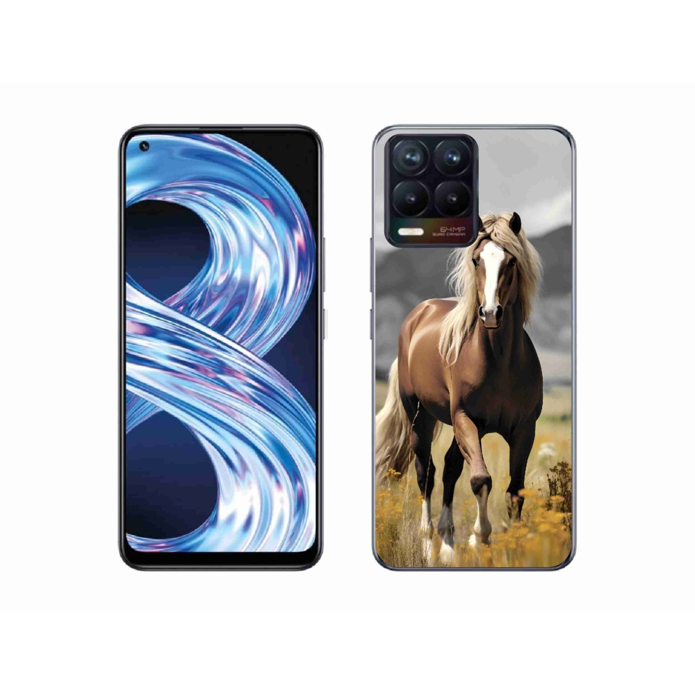 Gelový kryt mmCase na Realme 8 Pro - hnědý kůň 1