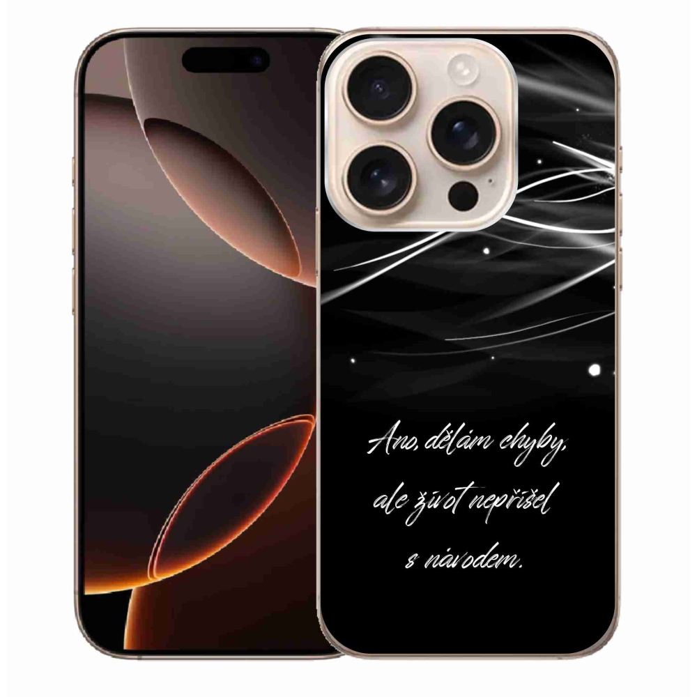Gelový kryt mmCase na iPhone 16 Pro Max - citát černé pozadí
