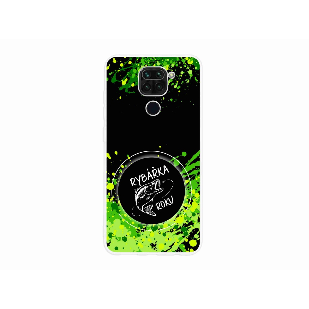 Gelový kryt mmCase na Xiaomi Redmi Note 9 - rybářka roku černé pozadí