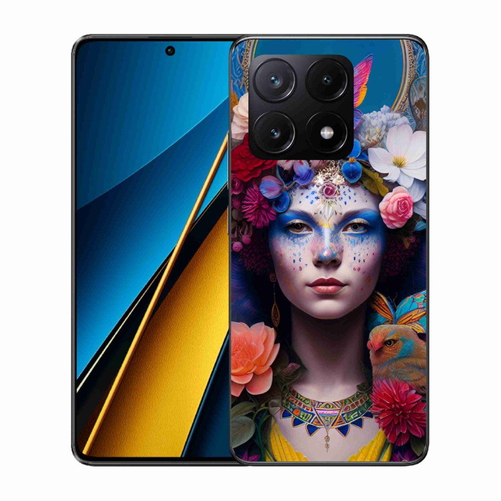Gelový kryt mmCase na Xiaomi Poco X6 Pro 5G - žena s květinami