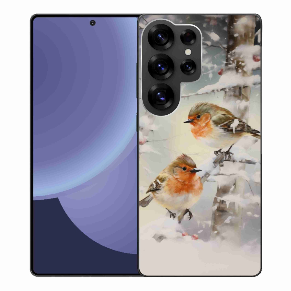 Gelový kryt mmCase na Samsung Galaxy S25 Ultra - ptáčci v zimě