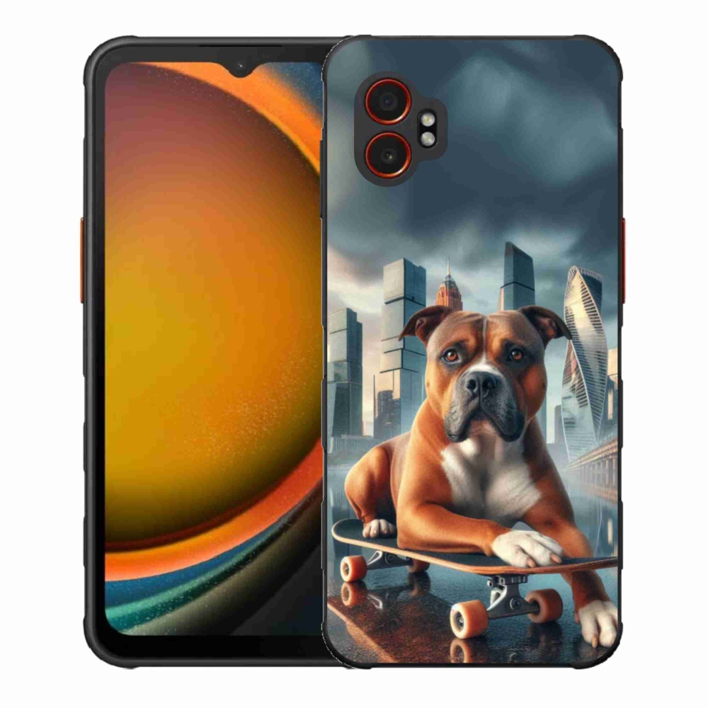 Gelový kryt mmCase na Samsung Galaxy Xcover 7 Pro - pes na skateboardu