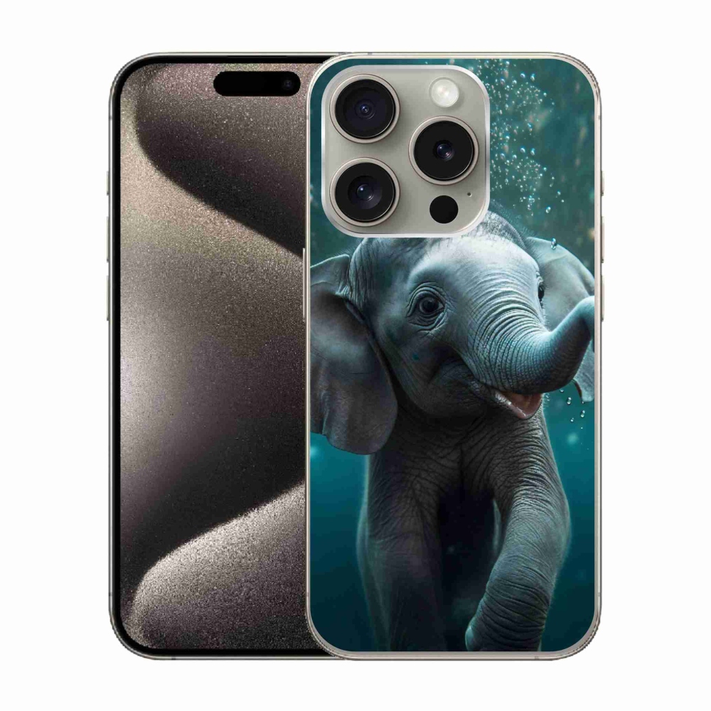 Gelový kryt mmCase na iPhone 15 Pro - slůně pod vodou