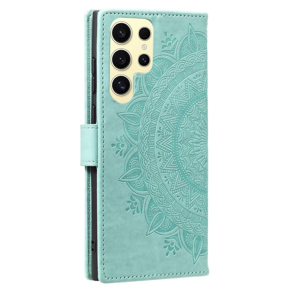 Mandala knížkové pouzdro na Samsung Galaxy S25 Ultra - modrozelené