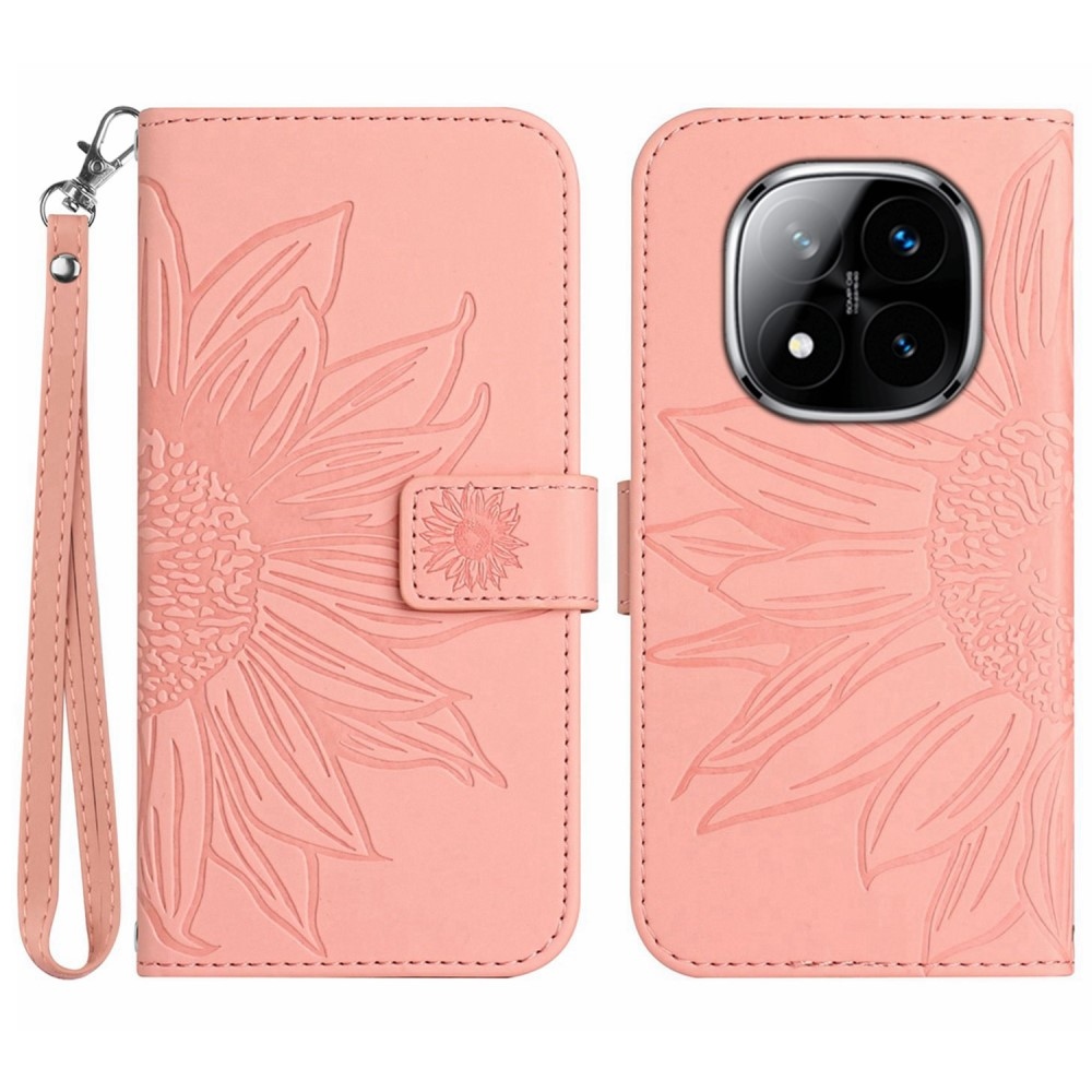 Sunflowers knížkové pouzdro na Xiaomi Redmi Note 14 Pro - růžové