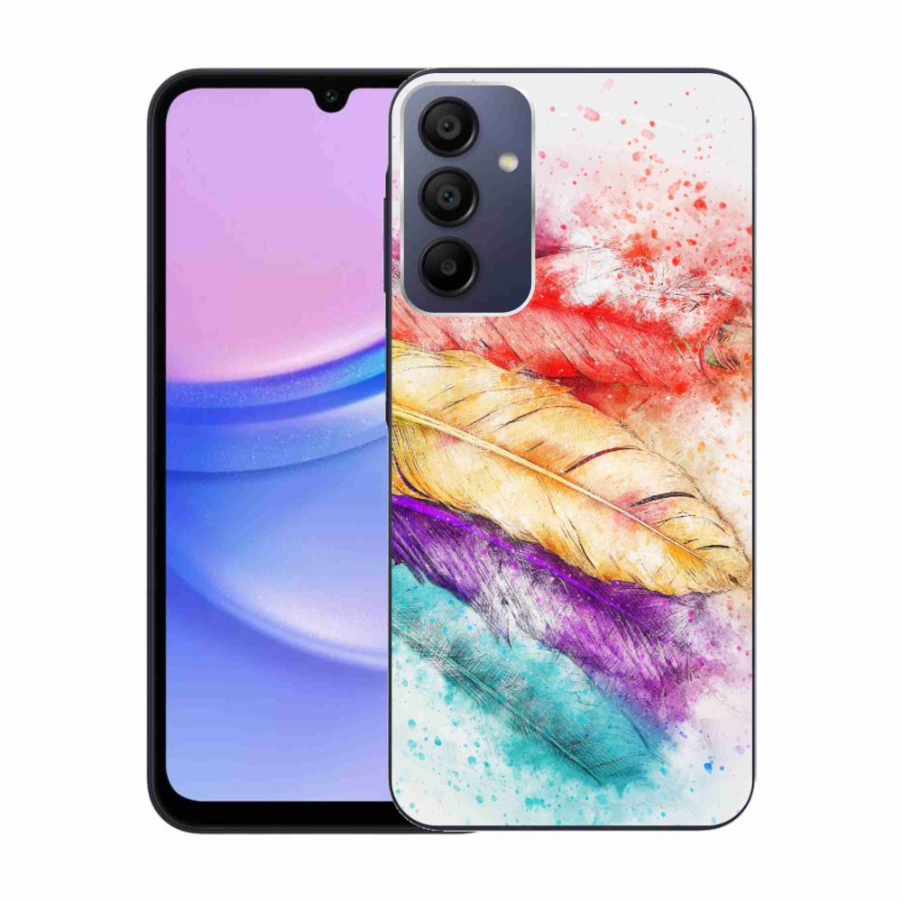 Gelový kryt mmCase na Samsung Galaxy A15 4G/5G - barevné peří