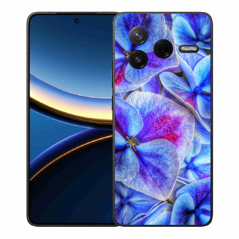 Gelový kryt mmCase na Xiaomi Poco F7 Pro - modré květy 1