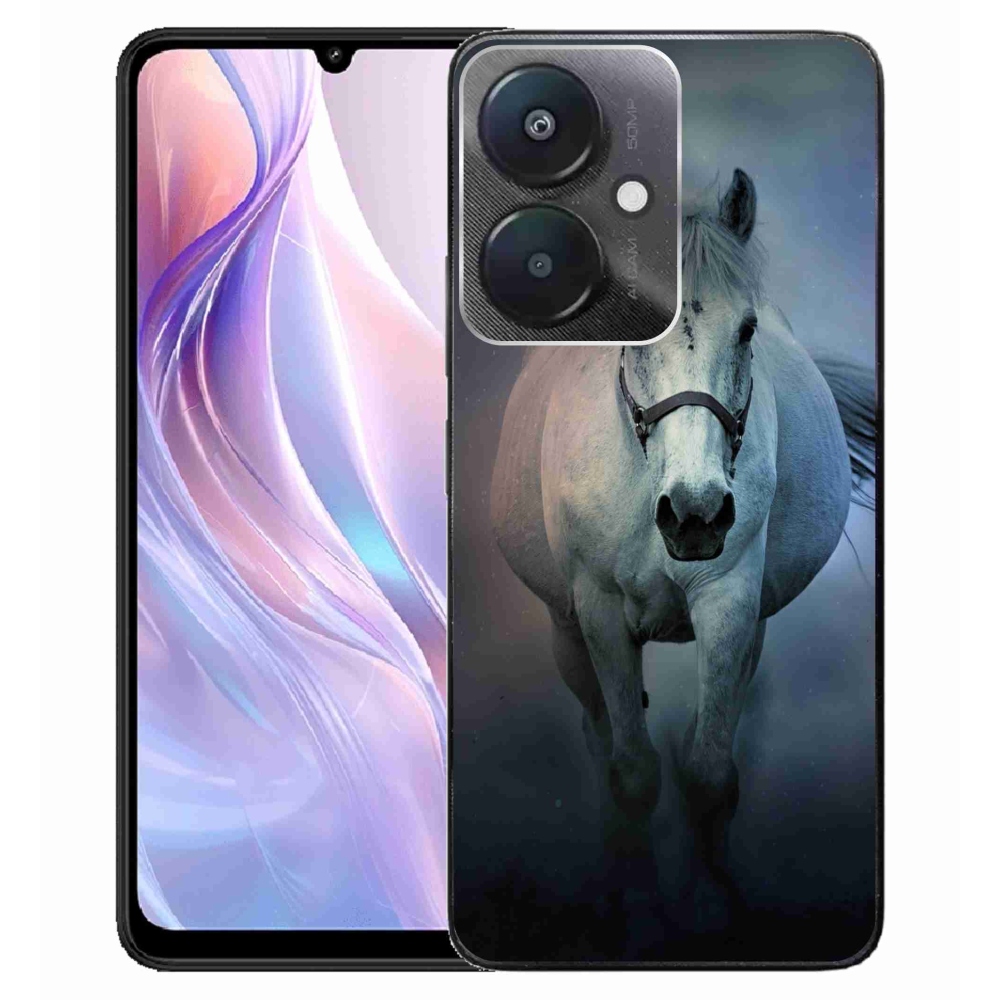 Gelový obal mmCase na Xiaomi Redmi 13C 5G - běžící bílý kůň