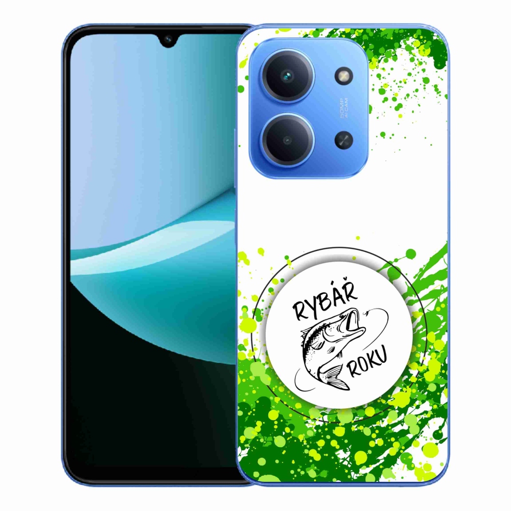 Gelový kryt mmCase na Xiaomi Redmi 15C 4G/5G (173mm) - rybář roku bílé pozadí