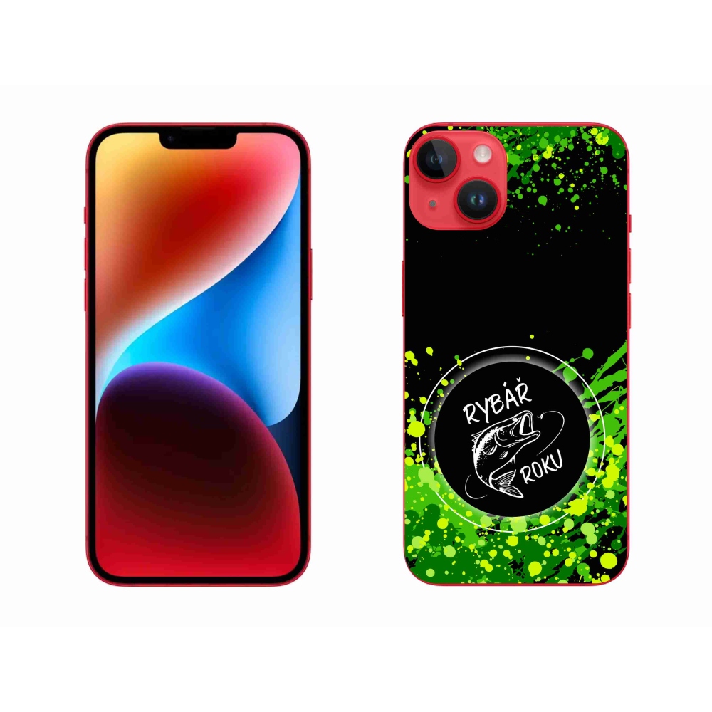 Gelový kryt mmCase na iPhone 14 Plus - rybář roku černé pozadí